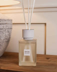 Sences Alang Alang White Reed Diffuser close up on wooden console