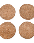 4 circular woven placemats.