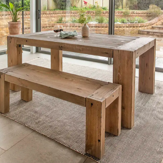 Thatcher Reclaimed Pine Dining Bench Silver Mushroom
