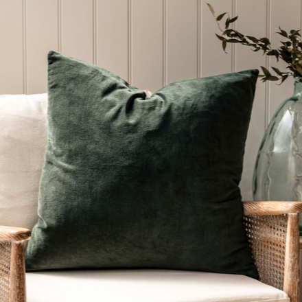 Aspen Cotton Velvet Green Cushion 60 x 60cm – Silver Mushroom