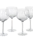 4 textured red wine glasses.