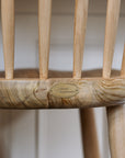Silver Mushroom brass badge on a Farmhouse Bar Stools With Back.