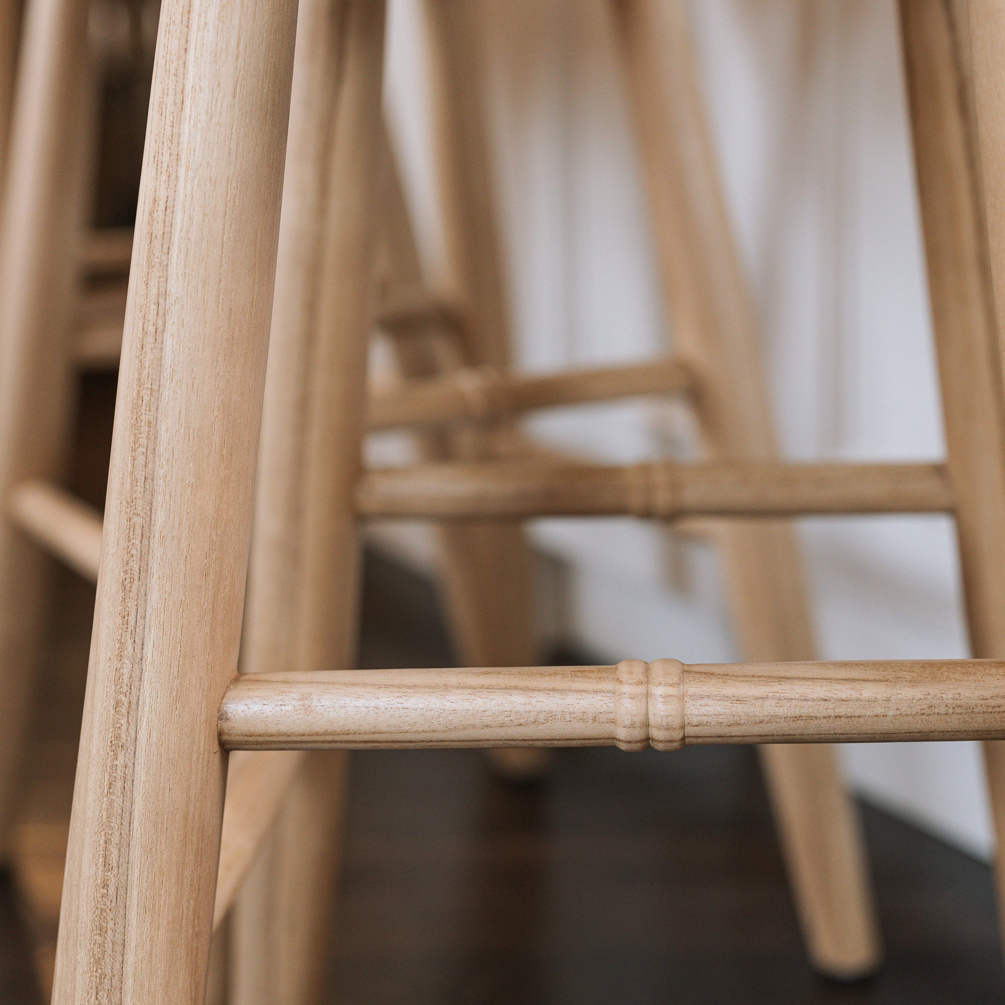 Detailed shot of rings on Farmhouse Bar Stool With Back.