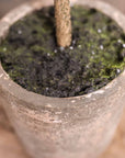 Clay pot with faux soil and branch.