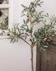 Top of faux olive tree.