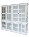 Product image of large white armoire cabinet with glass doors.