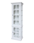 White display cabinet with glass doors product image.
