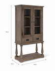 Glass Display Cabinet with dimensions.
