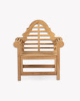 Wooden chair with lattice back design on a white background