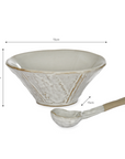 Patrycja Serving Bowl with Spoon and dimensions.