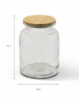 Glass storage jar with wooden lid and dimensions