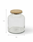 Glass storage jar with wooden lid and dimensions