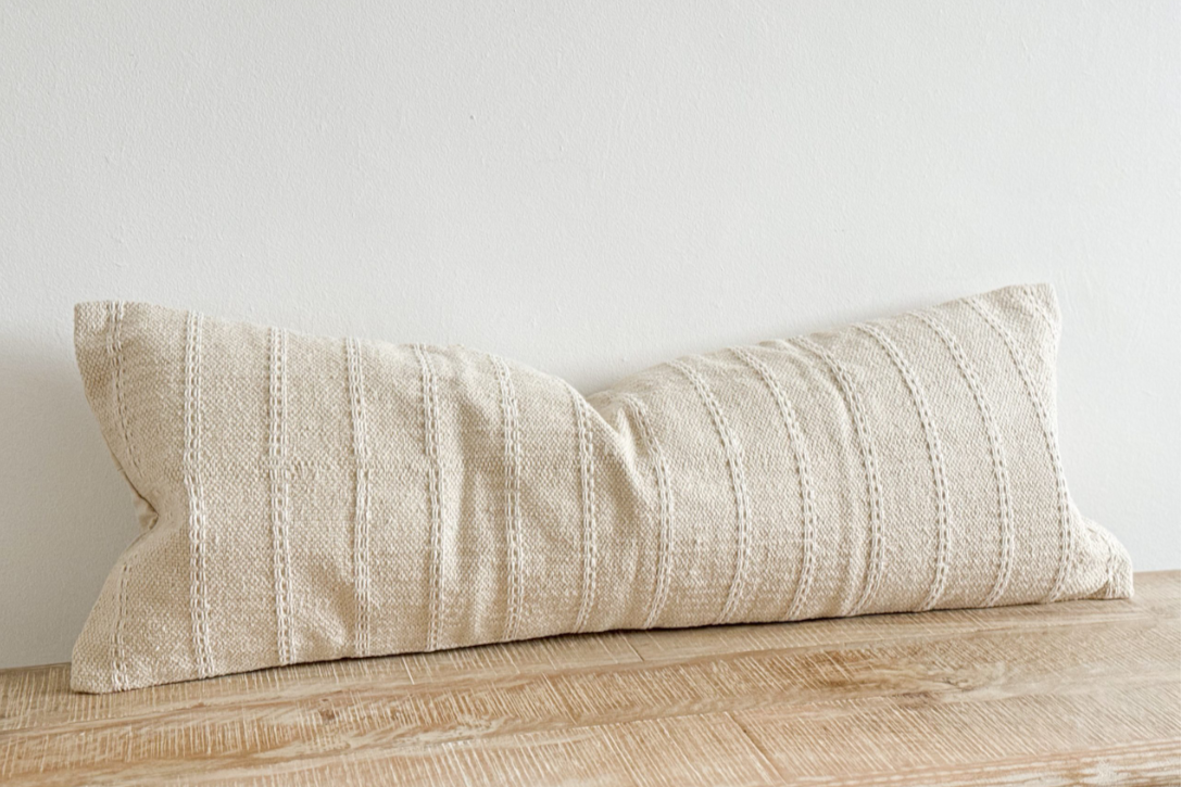 Petra Cream Bolster Cushion - 80 x 30cm – Silver Mushroom