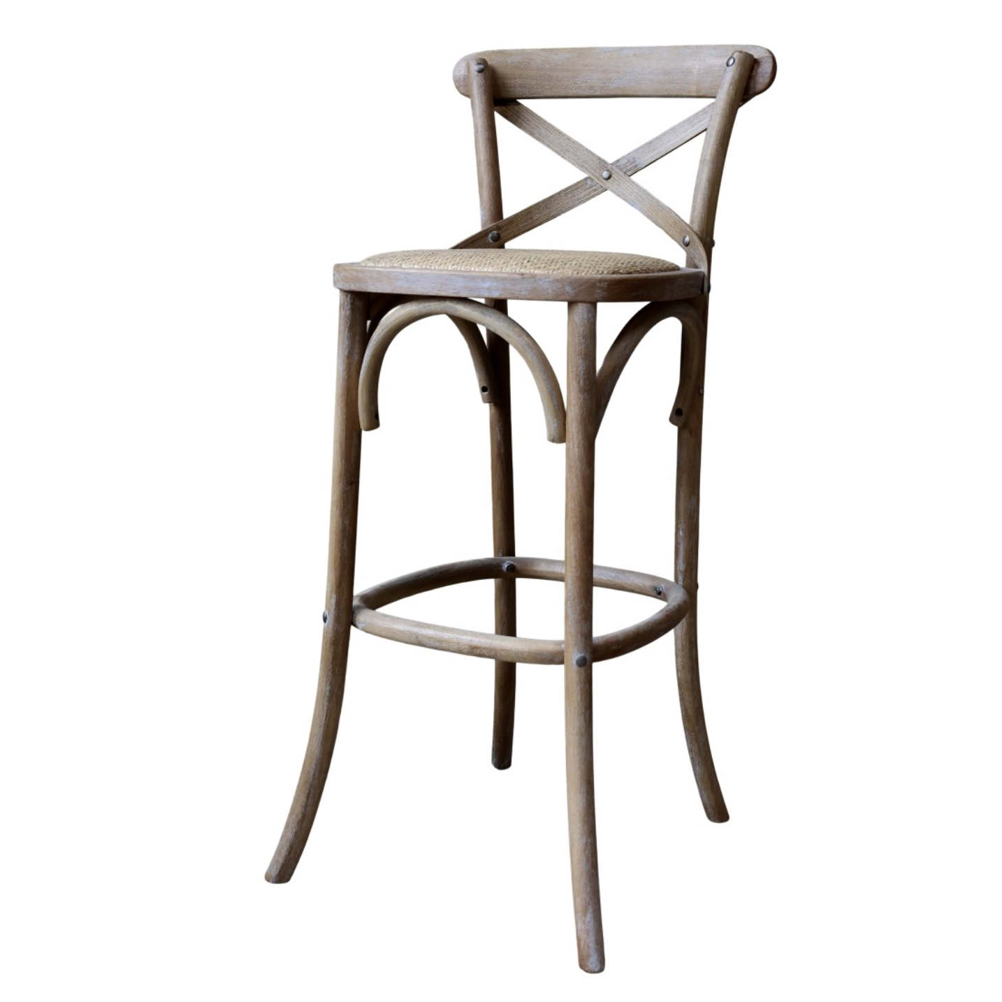 French Farmhouse Wooden Bar Stool – Silver Mushroom