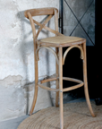 french style backed wooden bar stool.