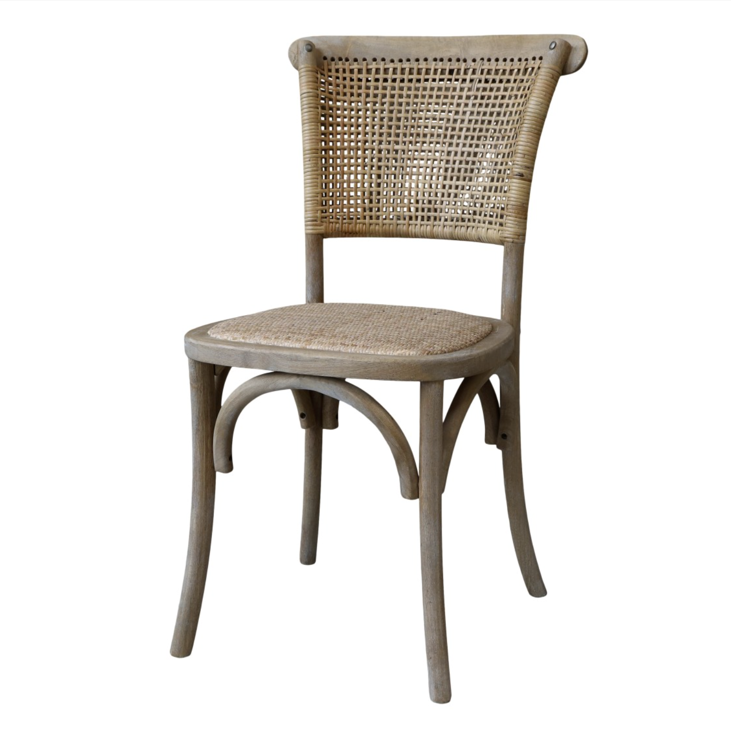 French Farmhouse Wicker Dining Chair – Silver Mushroom
