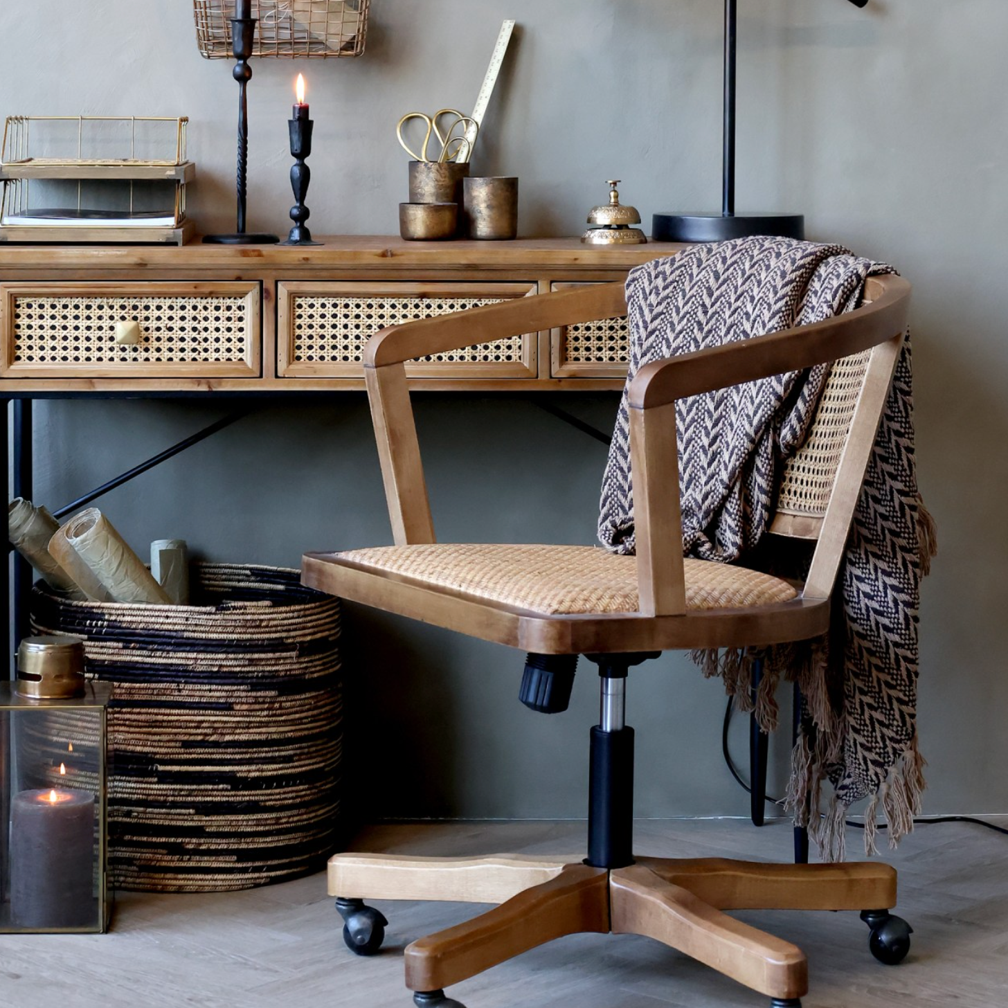 spinning chair with blanket