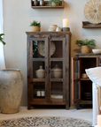 Reclaimed Wooden Cabinet with glass doors.