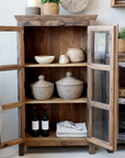Reclaimed Wooden Cabinet with glass doors.