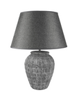 Grey Geometric Ceramic Lamp with Shade.