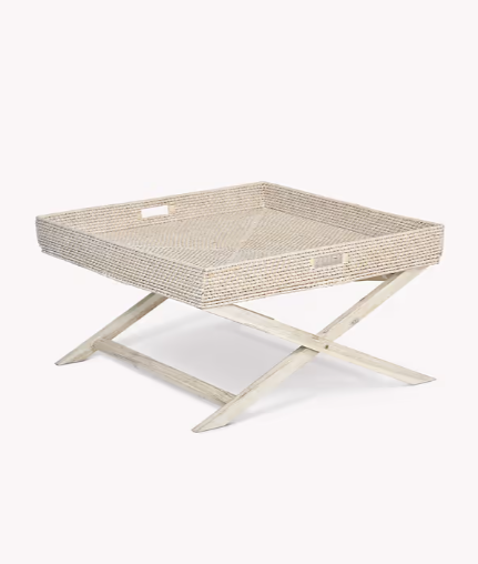 Rattan tray coffee table product image.