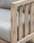 Close up of wooden frame on 2 Seater Outdoor Sofa.