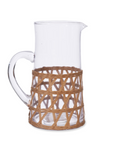 Glass jug with rattan cover.