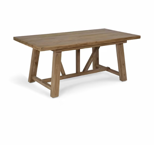 Small pine dining table from side, product image.