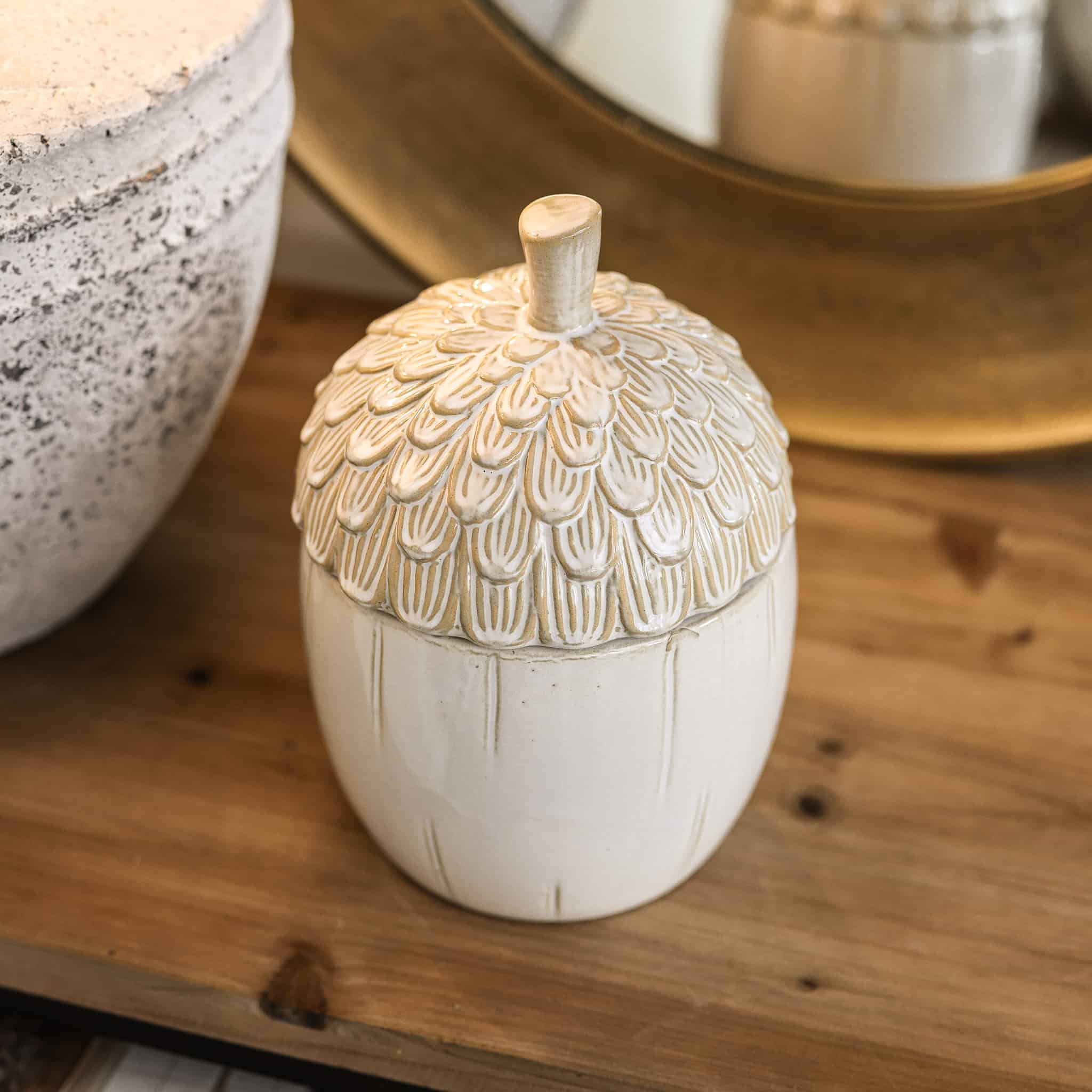 Ceramic Acorn Storage Jar – Silver Mushroom