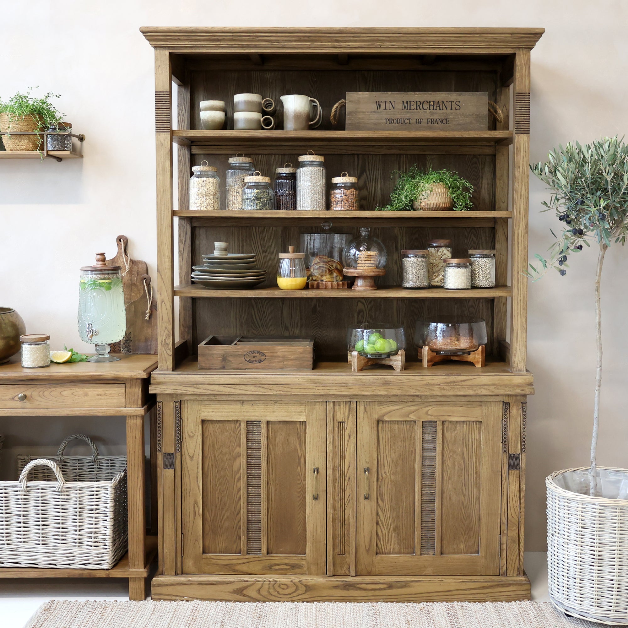 French Farmhouse Natural Shelving Unit