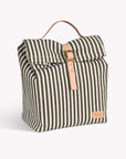 Striped lunch bag with a buckle on a white background