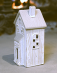 White Ceramic Christmas Cottage Tealight Holder