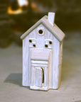 White Ceramic Christmas Cottage Tealight Holder