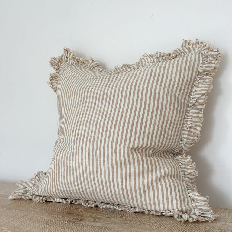 Ruffle linen cushion