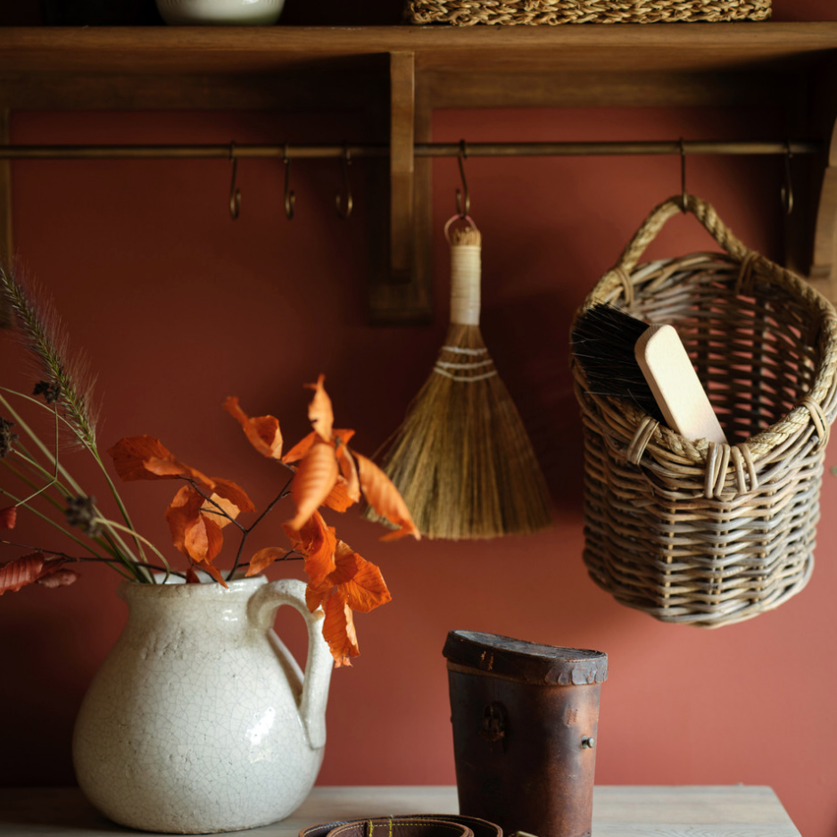 Barnaby Wall Basket with autumnal decor.