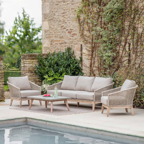 3 piece outdoor sofa set by the pool