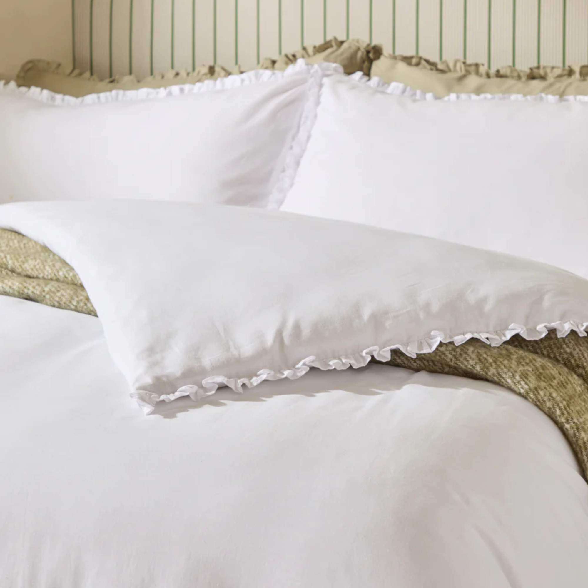 Tilly Cotton Ruffle Duvet Cover Set - White