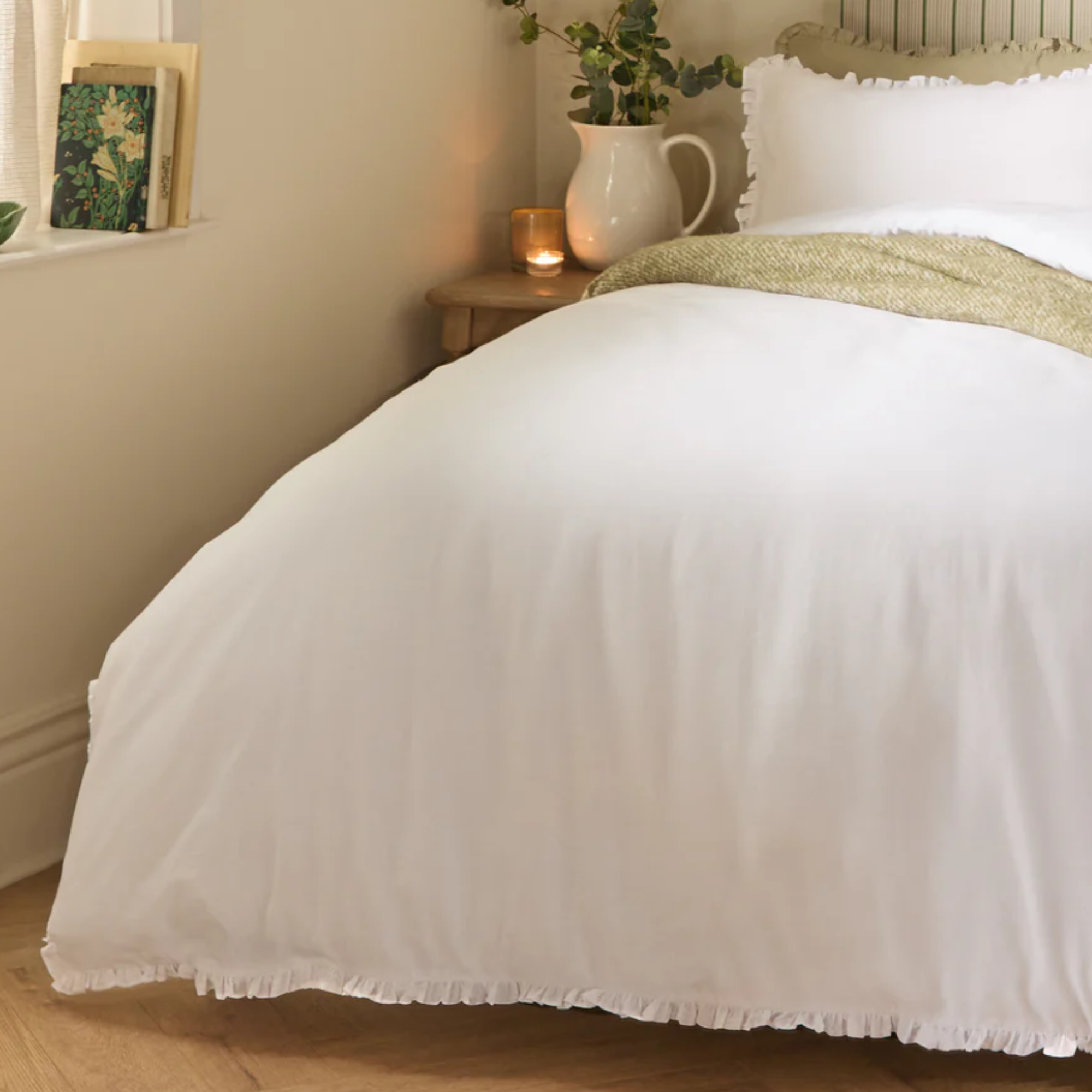 Tilly Cotton Ruffle Duvet Cover Set - White