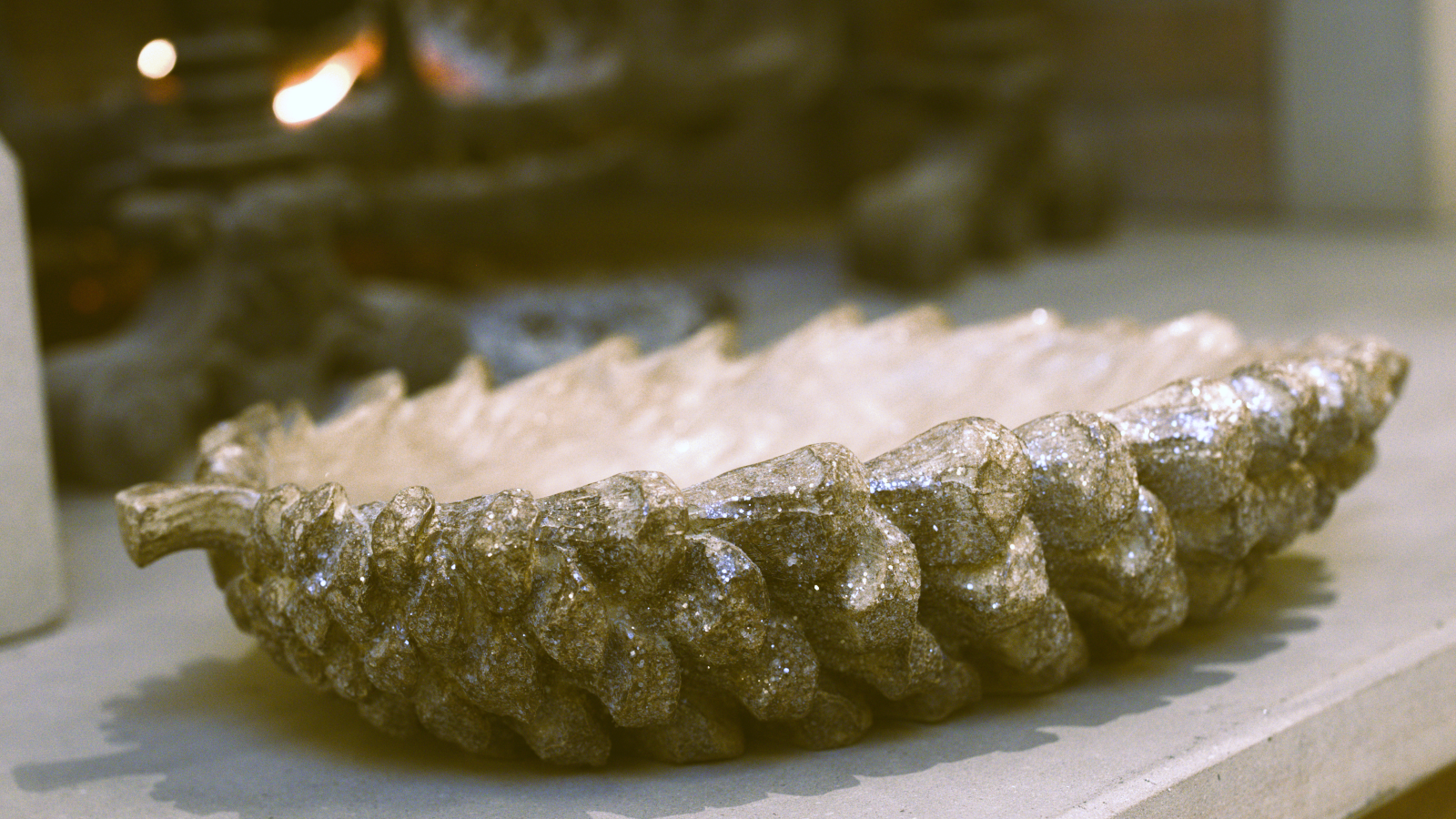 Gold Sparkle Pinecone Bowl