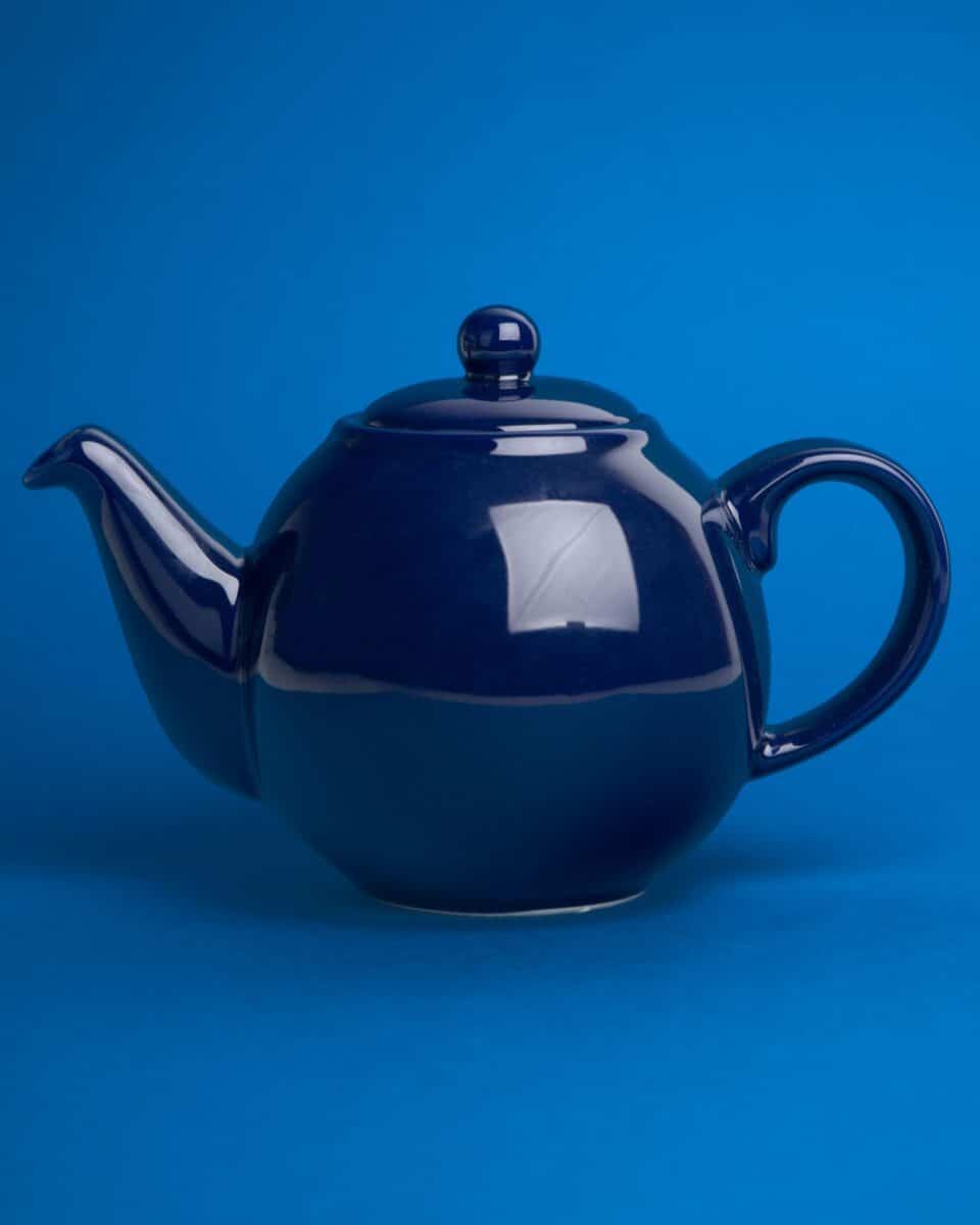 London Pottery Globe 2 Cup Teapot Cobalt Blue Silver Mushroom
