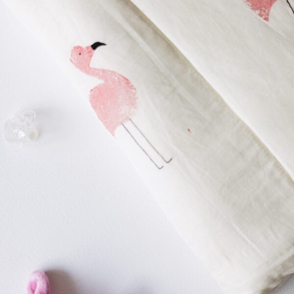 Silver Mushroom Sanctuary White & Pink Flamingo Print Bedspread