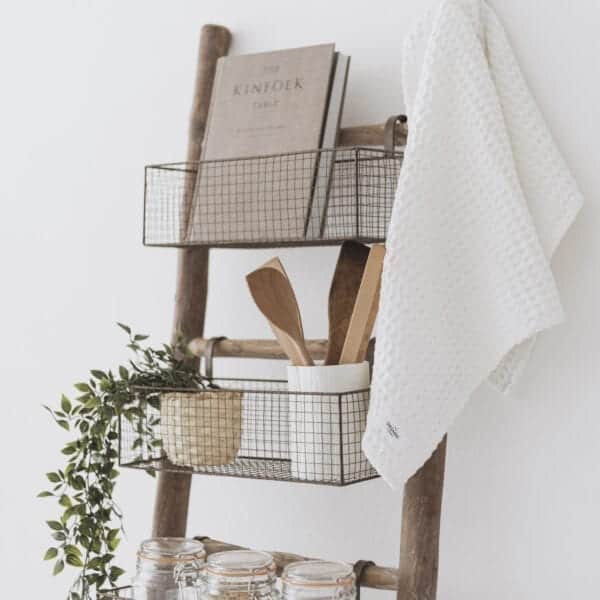 Rustic Wooden Ladder With Wire Baskets