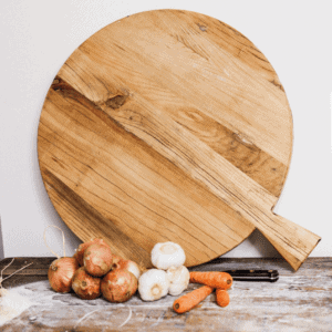 Silver Mushroom Label Recycled Elm Chopping Board
