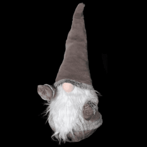 Silver Mushroom Label Santa Gnome - Brown Hat