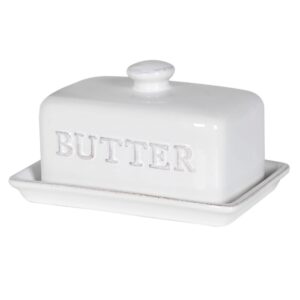 Embossed White Butter Dish