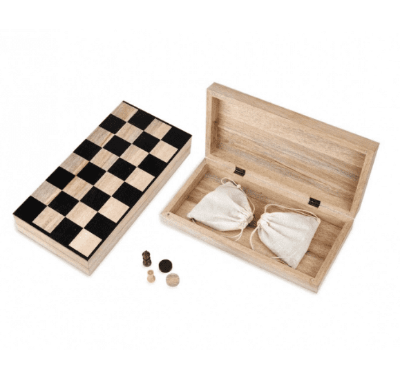 Nkuku Mango Wood Chess & Draughts Set
