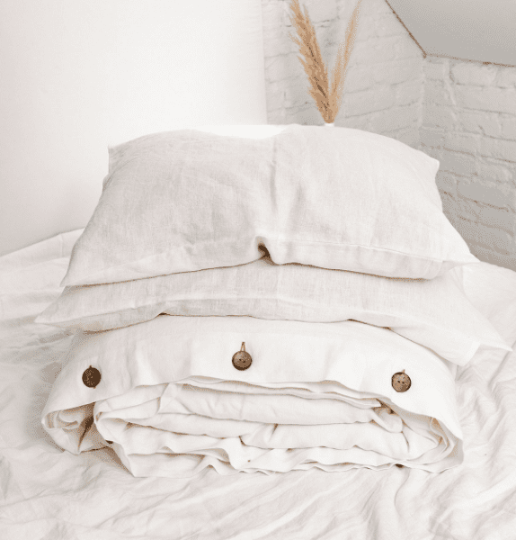 White Linen Bedding Set - King Size