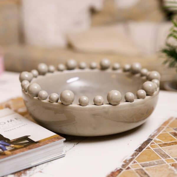 Silver Mushroom Label Grey Bobble Bowl. Great for styling a coffee table.