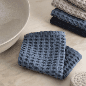 Grey Blue Waffle Hand Towel