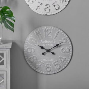 Grey Wood Round Wall Clock